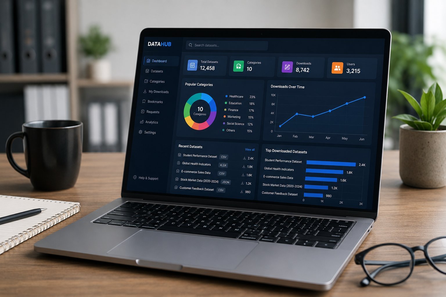 SPARKD Data Hub dashboard preview on a laptop